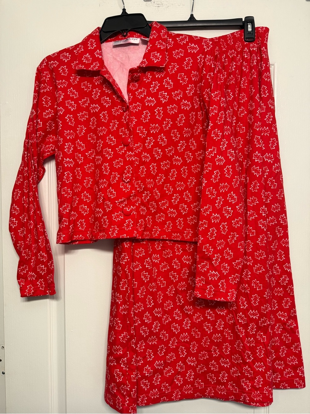 Vintage Eagle’s Eye Christmas Tree Print Matching Skirt Set Small Cotton - Picture 2 of 8